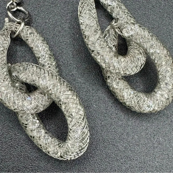 Sparkly Mesh  Rhinestone Dangly Earrings - Picture 3 of 5
